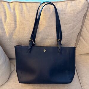 Tory Burch Navy Leather Shoulder Tote